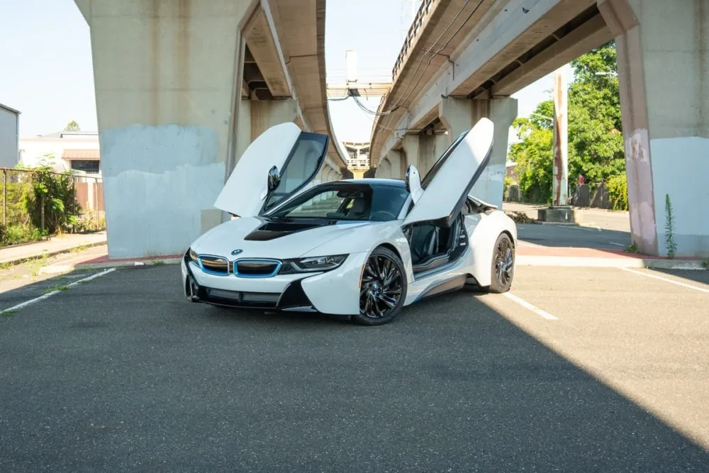 BMW I8 White on Black exotic rental cars yacht charters Miami