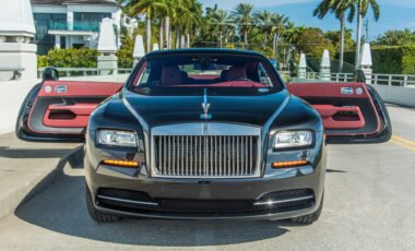 Rolls Royce Wraith Black on Red Luxx Miami miami rental car exotic
