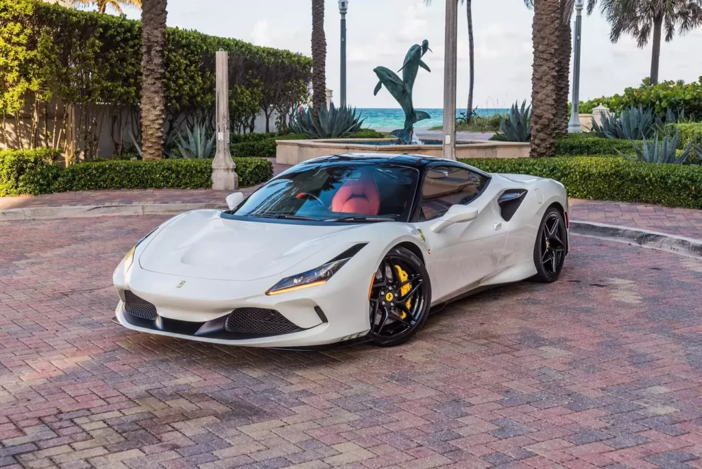 Ferrari F8 White on Red exotic rental cars yacht charters Miami