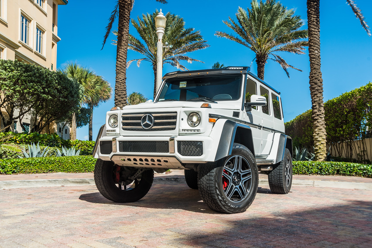 Mercedes G 4×4 White on Black exotic rental cars yacht charters Miami