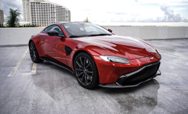 Aston Martin Vantage Red on Black exotic rental cars yacht charters Miami
