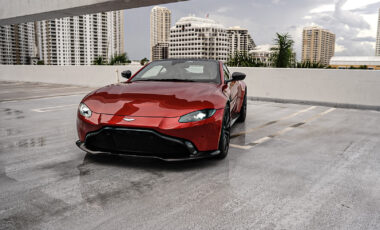 Aston Martin Vantage Red on Black exotic rental cars yacht charters Miami