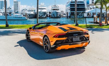Lamborghini Huracan EVO Spyder Orange on Black exotic rental cars yacht charters Miami