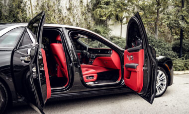 Rolls Royce Ghost Black on Red exotic rental cars yacht charters Miami