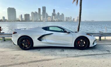 Chevrolet Corvette C8 Genesis white on Tan exotic rental cars yacht charters Miami