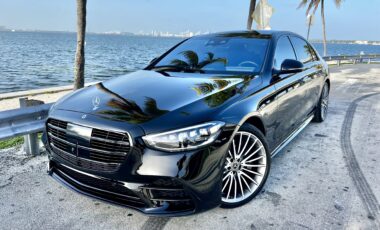 Mercedes S580 Black on Black exotic rental cars yacht charters Miami