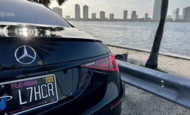 Mercedes S580 Black on Black exotic rental cars yacht charters Miami