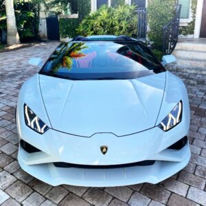 Lamborghini Huracan EVO Spyder Whiter exotic rental cars yacht charters Miami