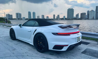 Porsche 911 Turbo S White on Red exotic rental cars yacht charters Miami