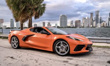 Chevrolet Corvette C8 Orange on Black Targa Top exotic rental cars yacht charters Miami