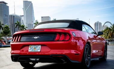 Ford Mustang convertible Red exotic rental cars yacht charters Miami