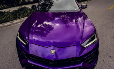 Lamborghini Urus Barney Purple on Black exotic rental cars yacht charters Miami