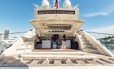 95′ Dominator Flybridge exotic rental cars yacht charters Miami