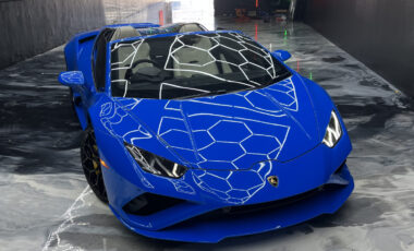 Lamborghini Huracan EVO Blue on White exotic rental cars yacht charters Miami