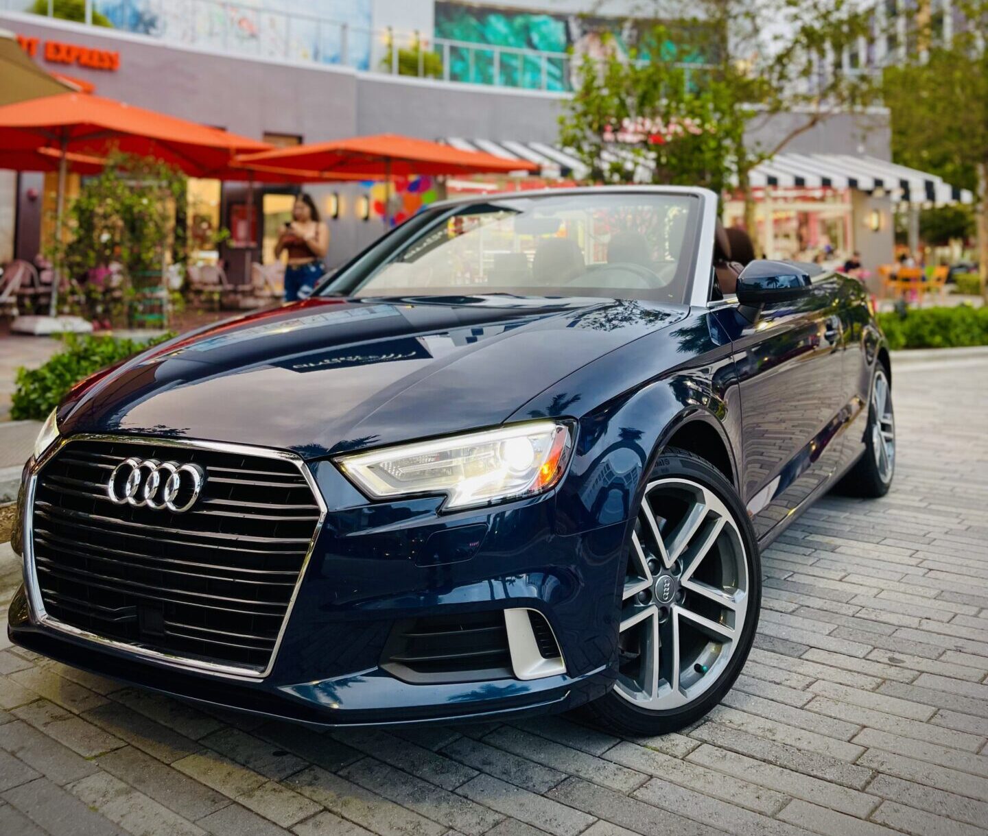 Audi A3 Blue on Brown exotic rental cars yacht charters Miami