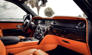 Rolls Royce Cullinan Black on Orange exotic rental cars yacht charters Miami