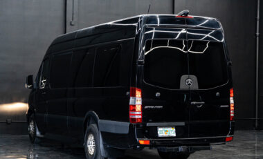 Mercedes Sprinter Black on White exotic rental cars yacht charters Miami