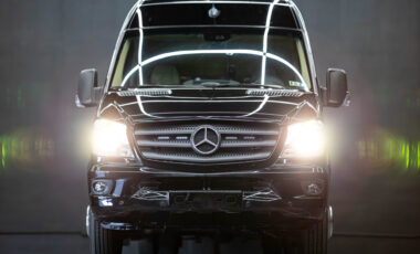 Mercedes Sprinter Black on White exotic rental cars yacht charters Miami