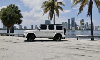 Mercedes G63 AMG White on Red (G Wagon) exotic rental cars yacht charters Miami