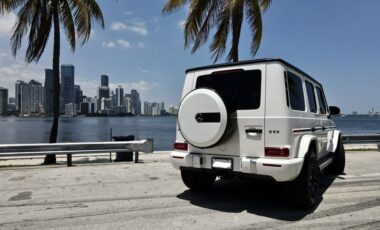 Mercedes G63 AMG White on Red (G Wagon) exotic rental cars yacht charters Miami