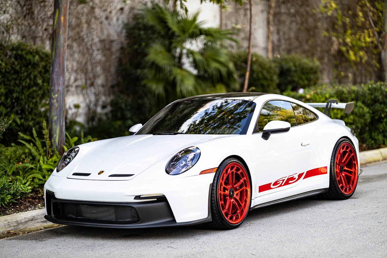 Porsche 911 GT3 White on Black exotic rental cars yacht charters Miami