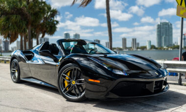 Ferrari 488 Black on Black exotic rental cars yacht charters Miami