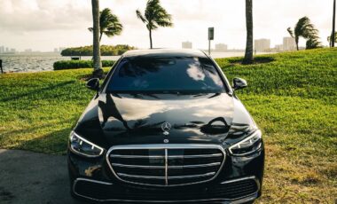Mercedes S580 Black on Red exotic rental cars yacht charters Miami