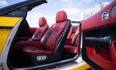 Rolls Royce Dawn Yellow on Red exotic rental cars yacht charters Miami