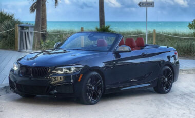 BMW M240 Convertible Black on Red exotic rental cars yacht charters Miami