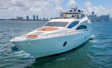 85′ Aicon Flybridge exotic rental cars yacht charters Miami