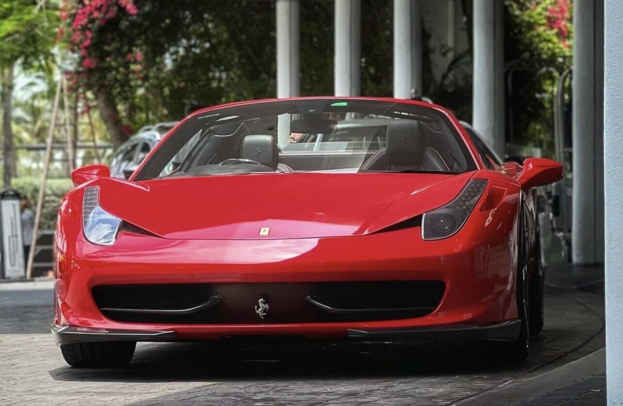 Ferrari 458 Spider Red on Black exotic rental cars yacht charters Miami
