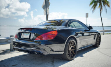 Mercedes SL AMG Package Black on Peanut Butter exotic rental cars yacht charters Miami