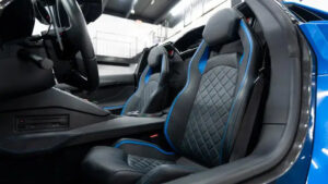 Lamborghini Aventador S Roadster Blue on Black and Blue exotic rental cars yacht charters Miami
