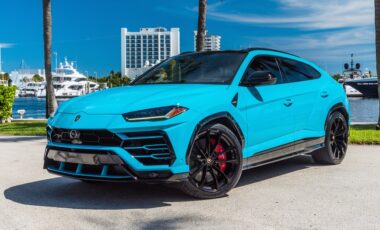 Lamborghini Urus Miami Blue on Black exotic rental cars yacht charters Miami