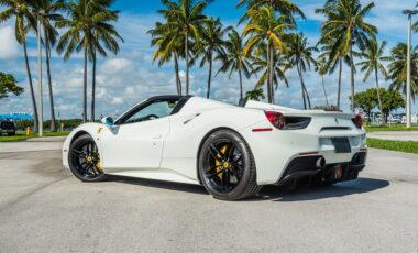 Ferrari 488 Spyder White on Black exotic rental cars yacht charters Miami