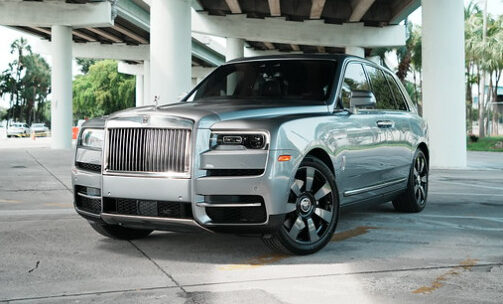 Rolls Royce Cullinan Silver on Black exotic rental cars yacht charters Miami