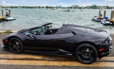 Lamborghini Huracan EVO Black on Black exotic rental cars yacht charters Miami