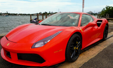 Ferrari 488 Red on Peanut Butter exotic rental cars yacht charters Miami