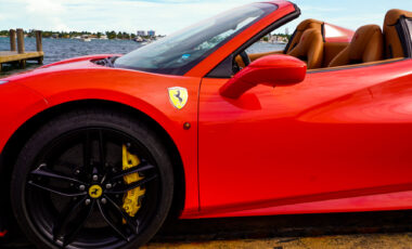 Ferrari 488 Red on Peanut Butter exotic rental cars yacht charters Miami