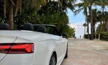 Audi A5 Cabrio White on Black and Orange exotic rental cars yacht charters Miami