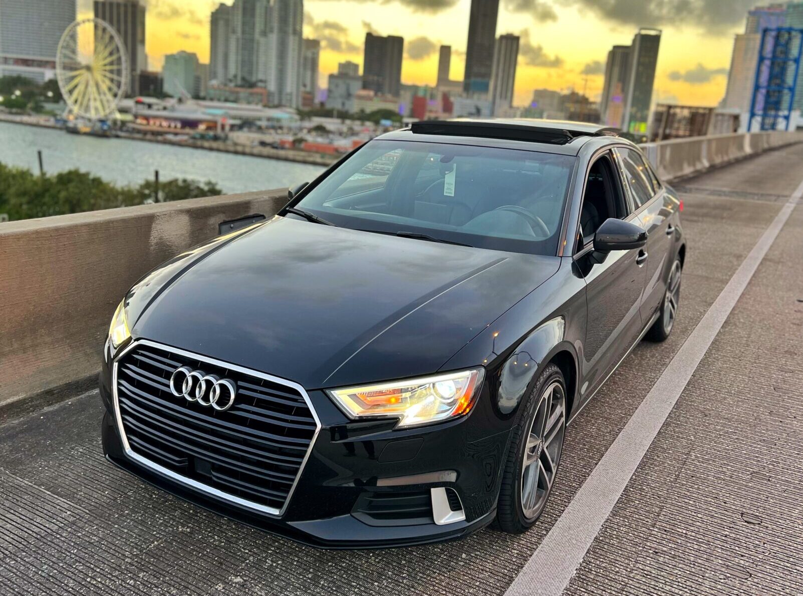 Audi A3 Black on Black exotic rental cars yacht charters Miami