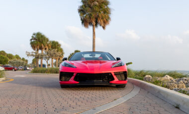 Chevrolet Corvette C8 Pink on Red exotic rental cars yacht charters Miami