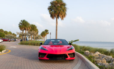 Chevrolet Corvette C8 Pink on Red exotic rental cars yacht charters Miami