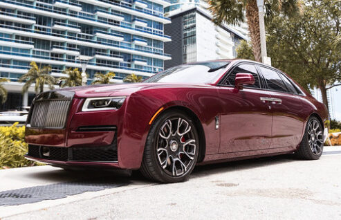 Rolls Royce Ghost Burgundy Red on Red exotic rental cars yacht charters Miami